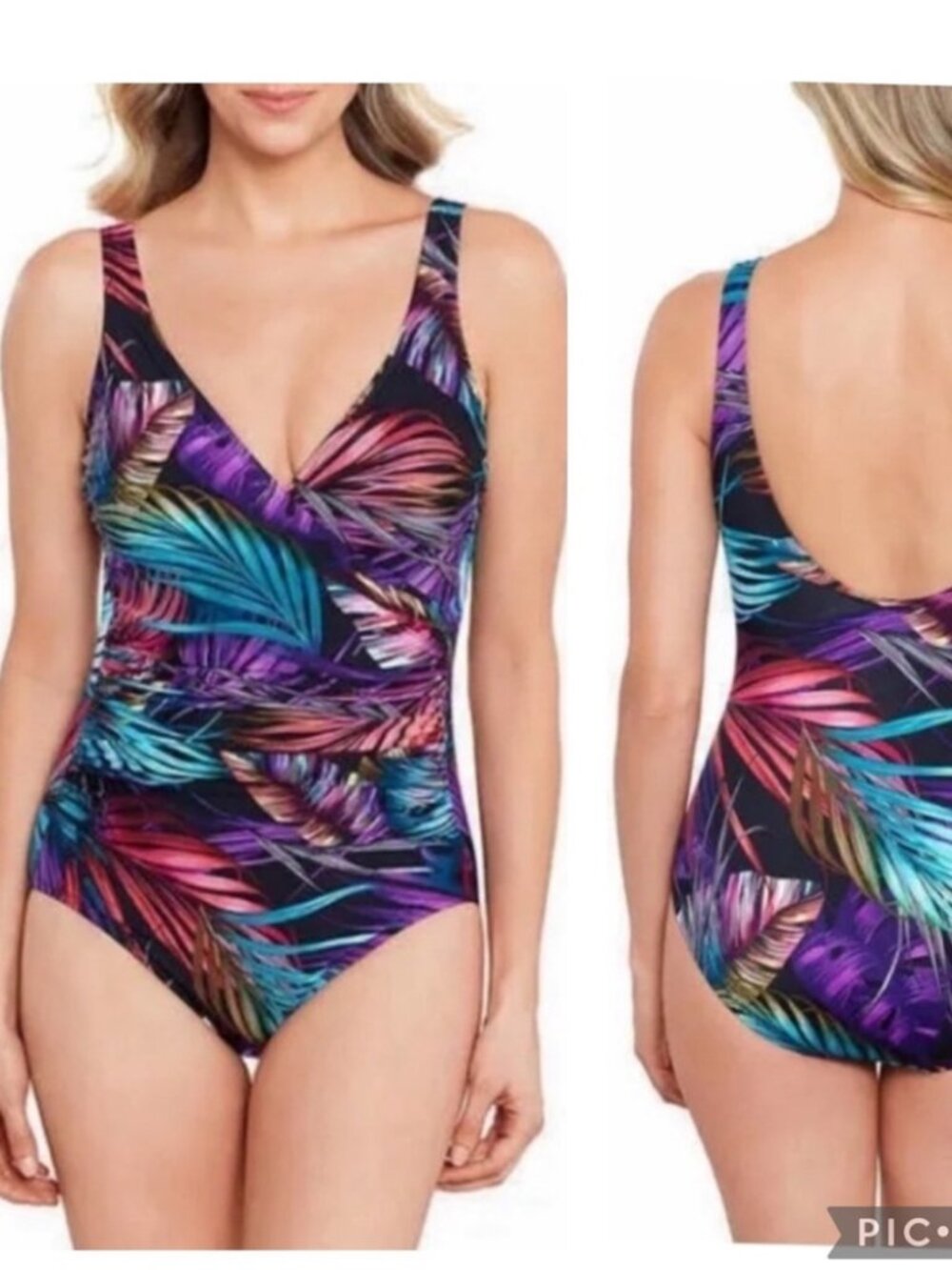 Miradonna by Miraclesuit Palms Multi Tummy Control One Piece Swimsuit Wireless